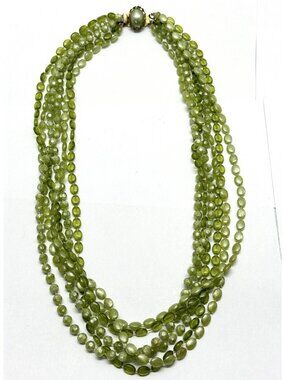 Vintage green multi strand beaded necklace